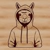 SVG illustration of a friendly alpaca wearing a hooded sweater.