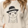 Colorful Alpaca Illustration An illustration of a happy alpaca wearing a colorful hat, suitable for vector design projects.