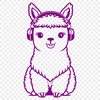 An illustration of a standing alpaca wearing headphones, created as vector art for digital designs.