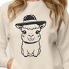 Friendly Alpaca Illustration with Hat Illustration of a friendly alpaca wearing a hat, suitable for vector graphics and cutting machine designs.