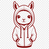 Cute Alpaca Illustration in Hoodie An illustration of a friendly-looking alpaca wearing a hood, suitable for vector designs.