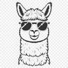SVG Illustration of Happy Alpaca in Sunglasses An illustration of a happy alpaca wearing sunglasses, created in vector format for easy editing and customization.