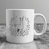 An illustration of an alpaca amidst a floral background.