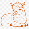 An illustration of a South American camelid animal with soft fur and a gentle expression.