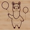 Green Meadow Animal Clip Art An illustration of a happy alpaca standing in a green meadow, suitable for use as clip art.