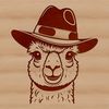 Fuzzy Alpaca in a Fancy Hat A South American camelid wearing a hat.
