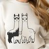 Alpaca Silhouette A South American camelid with a fluffy coat and banana-shaped ears.