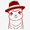 Adorable South American Camelid Wears a Fun Hat SVG illustration of a South American camelid wearing a hat, suitable for vector art projects.