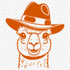 Friendly Fuzzy Friend SVG Design An illustration of a friendly alpaca wearing a hat, suitable for crafting projects.
