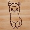 A digital illustration of a calm South American camelid with soft fur and gentle eyes.