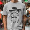 A vector graphic design featuring a single alpaca animal with a head accessory.