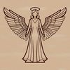A detailed vector illustration of a traditional winged angel.