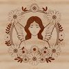 A stylized angel icon designed with floral elements in a vector format.