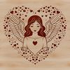 A detailed illustration of a winged angel with a gentle smile, suitable for use in various design applications.