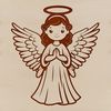 A detailed vector illustration of a serene angel, suitable for digital and print use.