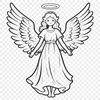 Gentle Angel Silhouette A vector illustration of a gentle angel with wings and halo.