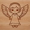An ornate design featuring a heavenly angel with intricate details and clean lines.
