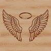 A pair of angel wings in a vector design format, suitable for use in graphic design and craft projects.