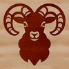Ram Head Silhouette A stylized illustration of a ram's head, suitable for vector design and commercial or personal use.