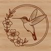 Flight of the Hummingbird Vector Graphic A vector illustration of a hummingbird in mid-flight above a lush flower arrangement.