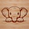 A close-up illustration of an elephant's face, suitable for various graphic design applications and cutting machine projects.