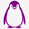A stylized illustration of an adult penguin standing on the ice.