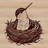 Bright Plumage Hummingbird Illustration A detailed vector graphic of a hummingbird in flight, featuring bright plumage and sharp feathers.