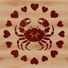Heartfelt Sea Creature Design A colorful illustration of a crab with love hearts surrounding its shell, suitable for vector graphics and digital design.