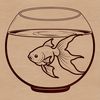 Bowl Buddies Cartoon Design A simple illustration of a goldfish in a small bowl, suitable for use as clip art in graphic design projects.