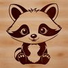 Raccoon Silhouette Graphics A digital illustration of a masked raccoon in various poses and orientations, suitable for graphic design projects.