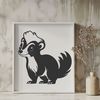 Vector Skunk Clip Art Design A skunk standing upright on its hind legs, depicted in a simple vector style with bold lines and minimal details.
