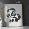 Cute Skunk Animal SVG Vector A simple illustration of a skunk in its natural habitat, suitable for use as vector art.