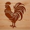 Farmyard Friend SVG Vector A realistic illustration of a chicken standing on a farm background.