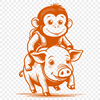 Adorable Monkey Pig Illustration A stylized illustration of a monkey-pig hybrid, created as vector art.
