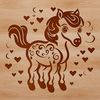 Whimsical Horse Design with Heartfelt Touches Illustrative horse design with love hearts integrated into the artwork.