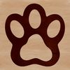 A stylized illustration of an animal paw print, designed as vector art.