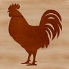 Silhouette illustration of a chicken, a common farm animal.
