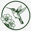 Decorative Floral Accent A colorful hummingbird perched on a floral branch, suitable for vector art projects.