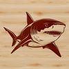 A stylized illustration of a shark, suitable for use in various graphic design applications.