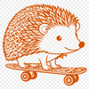A cartoon hedgehog character on a skateboard, created as vector art for easy editing.