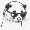 A cartoon-style illustration of a ferret wearing sunglasses.
