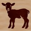 Illustration of a white sheep in a farm setting.