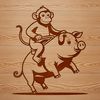 A digital illustration of a monkey-pig hybrid animal in vector format, designed for various design applications.