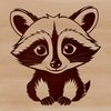 A digital illustration of a racoon with a gray and black mask and bushy tail, suitable for vector art projects.
