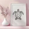 Artistic Sea Turtle - Laser Engraver PNG