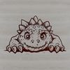 Prehistoric Pair: Ankylosaurus Mother and Baby An illustration of a baby ankylosaurus peeking out from behind its mother, a prehistoric dinosaur.