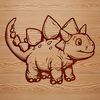 Cuddly Armor-Plated Dino Art A small, prehistoric Ankylosaurus dinosaur with armor plates and club-like tail.
