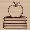 Free Educational SVG Clip Art A digital illustration of a book featuring the Apple logo, suitable for educational purposes.