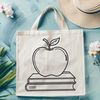 Apple Themed Book Illustration A digital illustration of a classic book with an apple theme, suitable for educational materials and vector graphics.
