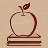 Educational Book Design with Apple Motif A digital illustration of a book with an apple design, suitable for educational purposes.